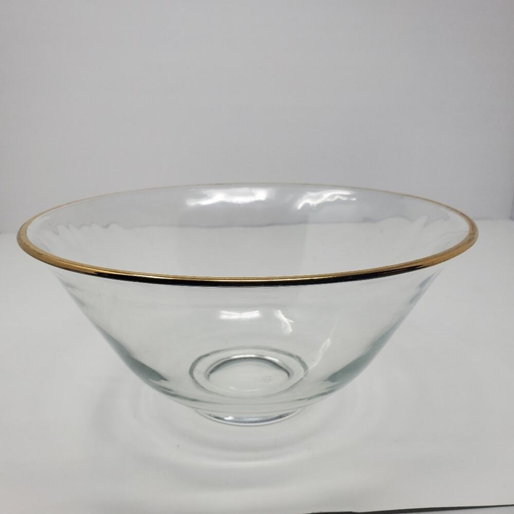 Decorative Crystal Bowl for Table top with gold rimmed top edge 10"